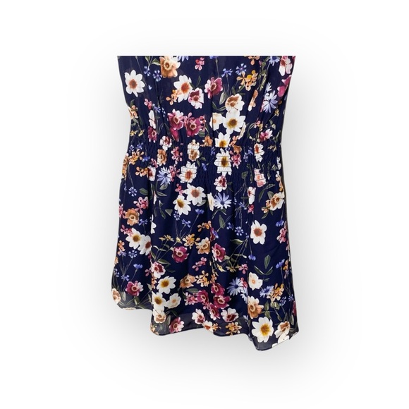 Parker 𑁍 Floral Silk A-Line V Neck Dress 𑁍 Scalloped Ruffles 𑁍 Navy 𑁍 XS 𑁍 - Picture 12 of 16
